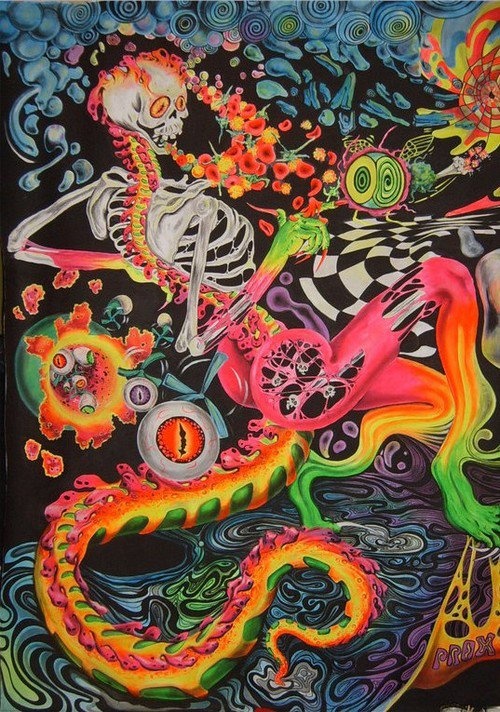 trippy and psychedelic skeleton